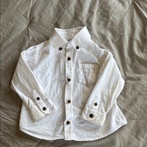 Classic White Kids' Button-Up ribbed corduroy long sleeve shirt Greendog 18mo